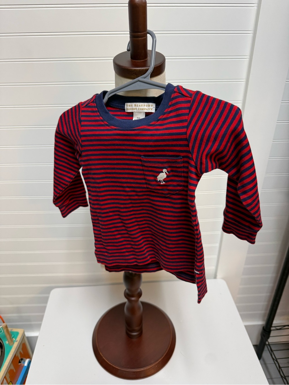 Red & Navy Striped Long-Sleeve Tee